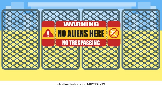 Warning Sign No Trespassing  vector element and design. An extraterrestrial intelligent life concept element. Can be used for web and mobile development. Suitable for Info-graphic