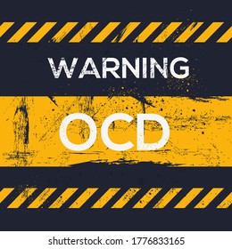 Signo de advertencia (OCD) Trastorno obsesivo compulsivo, ilustración vectorial.	