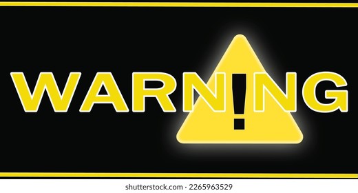 Signo de advertencia sobre fondo negro. Ilustración vectorial.