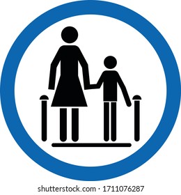 Warning sign on escalator. Escalator rules of conduct sign.