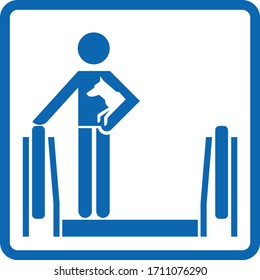 Warning sign on escalator. Escalator rules of conduct sign.