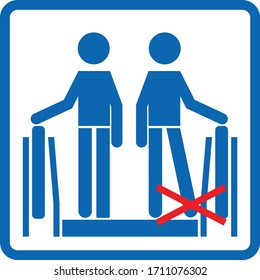 Warning sign on escalator. Escalator rules of conduct sign.