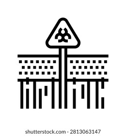 warning sign on polluted field line icon vector. warning sign on polluted field sign. isolated contour symbol black illustration