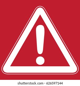 Warning sign on red background