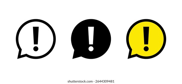 Warning sign on speech bubble icon. Error chat symbol