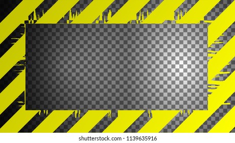 Warning sign on a transparent background, can be used as a frame