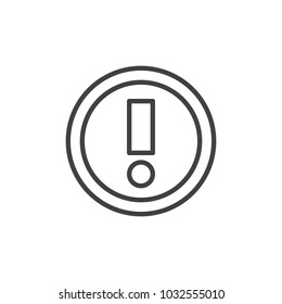 Warning sign outline icon. linear style sign for mobile concept and web design. Exclamation point simple line vector icon. Symbol, logo illustration. Pixel perfect vector graphics