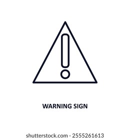 warning sign outline icon.  Thin line icon from construction tools collection. Editable vector isolated on white background