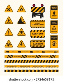 Paquete de señales de advertencia. Signo de alerta de precaución