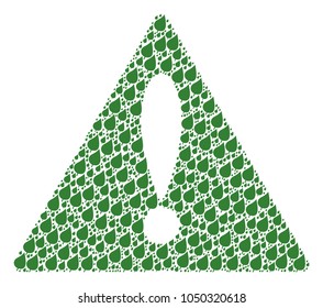 Warning Sign pattern created of plant leaf pictograms. Vector plant leaf pictograms are united into conceptual notice triangle sign collage.