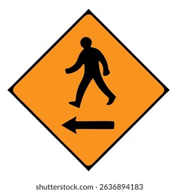 Warning sign for pedestrian crossing isolated on white background.