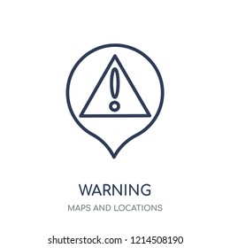 Warning Sign Pin icon. Warning Sign Pin linear symbol design from Maps and locations collection. Simple outline element vector illustration on white background.