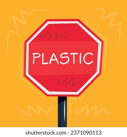 Warning sign (Plastic), vector illustration.