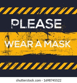 Warning sign (please wear a mask), vector illustration.