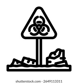 sinal de aviso ícone de linha de campo poluído vetor. sinal de aviso sinal de campo poluído. símbolo de contorno isolado ilustração preta