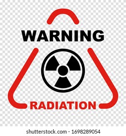 Warning sign of Radiation. Symbol of nuclear and radioactive danger. Isolated on transparent background. Vector illustration.