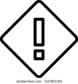 a warning sign a rectangle and a exclamation mark inside