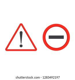 Warning sign in red color