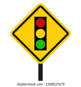 Warning sign of red light isolated. Traffic light icon vector on red triangle sign. Creative traffic light sign template