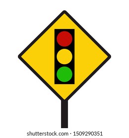 Warning sign of red light isolated. Traffic light icon vector on red triangle sign. Creative traffic light sign template