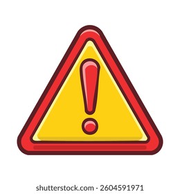 Warning sign, red outline with exclamation point, yellow background. Danger ahead