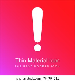 Warning Sign red and pink gradient material white icon minimal design