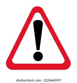 Signo de advertencia en triángulo rojo, atención, icono de peligro. 