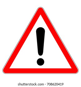 Warning sign, red triangle sign with exclamation mark, vector illustration.