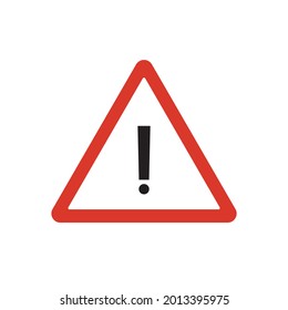 warning sign red triangle vector icon on white background