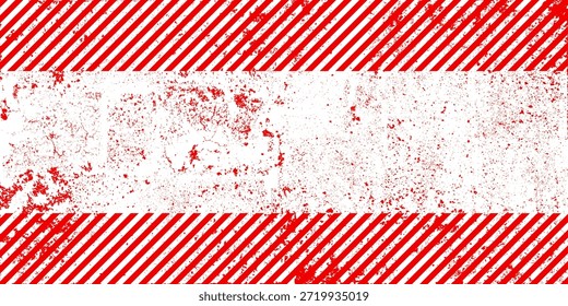 Warnschild mit roten und weißen diagonalen Linien. Aufmerksamkeit, Gefahr oder Vorsicht Symbol. Baustellenbeschilderung, Sicherheitshinweis, Gefahrenbanner, Warnschild. Vektorgrafik