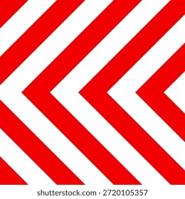 Señal de advertencia con líneas diagonales rojas y blancas. Símbolo de atención, peligro o precaución. Señalización de obras de construcción, aviso de seguridad vial, Anuncio de peligro, escudo de alerta de seguridad. Ilustración vectorial