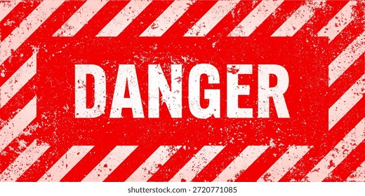 Warnschild mit roten und weißen diagonalen Linien. Aufmerksamkeit, Gefahr oder Vorsicht Symbol. Baustellenbeschilderung, Sicherheitshinweis, Gefahrenbanner, Warnschild. Vektorgrafik