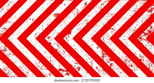 Señal de advertencia con líneas diagonales rojas y blancas. Símbolo de atención, peligro o precaución. Señalización de obras de construcción, aviso de seguridad vial, Anuncio de peligro, escudo de alerta de seguridad. Ilustración vectorial