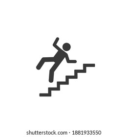 Warning sign - risk of falling of the stairs. Vector icon