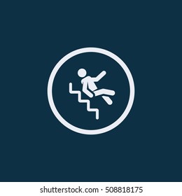 Warning sign - risk of falling of the stairs vector