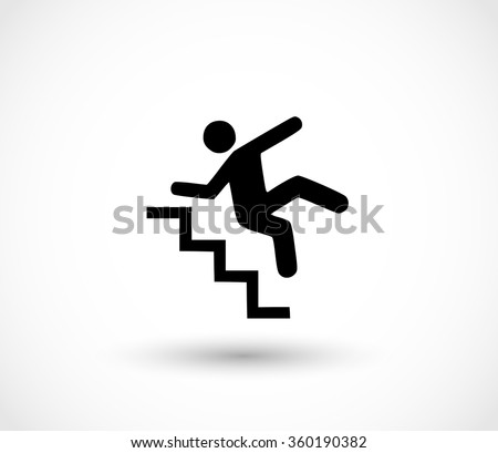 Warning sign - risk of falling of the stairs vector