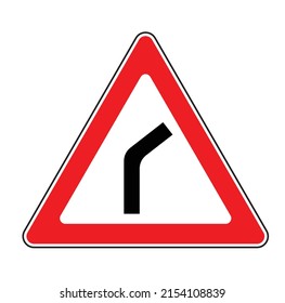 Warning Sign road ahead curves to the right side road traffic symbol.eps