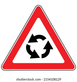 Warning Sign roundabaout ahead road traffic symbol.eps