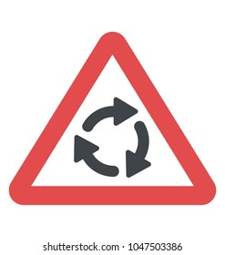 Warning sign with roundabout symbol 