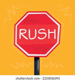 Warning sign (Rush), vector illustration.