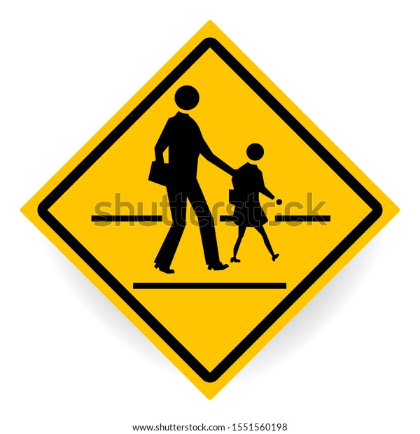 Warning sign, school sign for students school\
crossing on a white\
background.