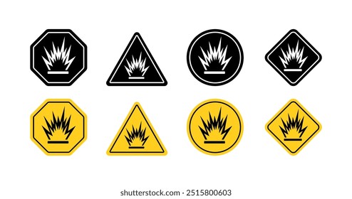 Warning sign set icons. Flat style. Vector icons.