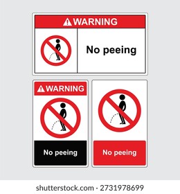  Warning Sign Set: No Peeing Prohibited, No Urination, and Restroom Etiquette Signs