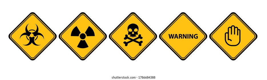warning sign set on white background