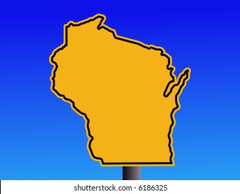 Warning Sign Shape Wisconsin On Blue Stock Vector (Royalty Free ...