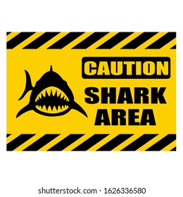 A warning sign with shark symbol on white background. Vector illustration.