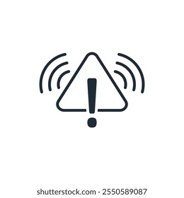 Señal de advertencia. Alarma, peligro, aviso. Icono lineal de Vector aislado sobre fondo blanco.