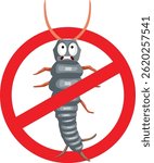 
Warning Sign of Silverfish Infestation Vector Icon Illustration. Harmful insect that must be stopped with pest control methods        
