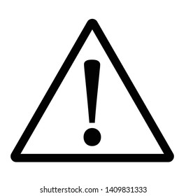 Warning sign simple design black and white isolated on white background, traffic warning sign, warning concept