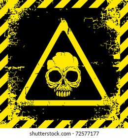 Warning sign with a skull about the dangers